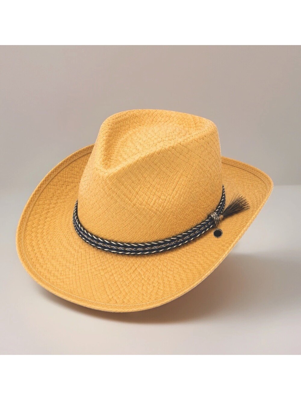Vtg Stetson Straw Cowboy Hat Made in USA Western Unisex Sun Pinch Front Medium 7